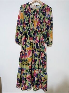 Sunday Up Floral Maxi Dress in Green/pink  Multi size small